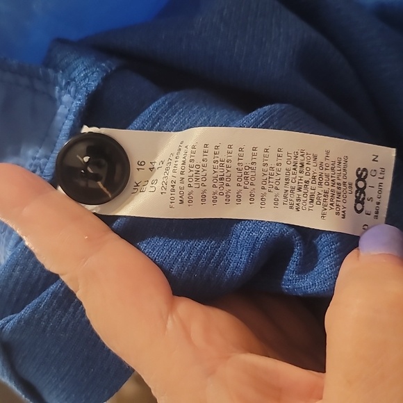 asos wide leg pleat front blue trouser pants 12 nwot - Picture 7 of 8